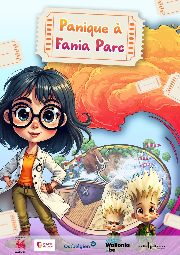 Affiche de l'Explor Game de Panic à Fania Parc, mettant en avant Manny l'héroïne du jeu